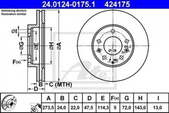 Купить 24.0124-0175.1 ATE Тормозные диски Mazda 6 GG 1.8