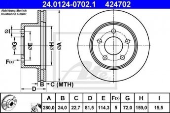Купити 24.0124-0702.1 ATE Гальмівні диски Вранглер (2.5, 4.0, 4.0 2WD)