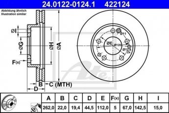 Купити 24.0122-0124.1 ATE Гальмівні диски Мерседес 190 W201 (2.3, 2.5, 2.6)