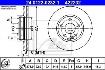 Купити 24.0122-0232.1 ATE Гальмівні диски A-Class W169 (1.5, 1.7, 2.0)