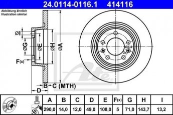 Купити 24.0114-0116.1 ATE Гальмівні диски Скудо (1.6 D Multijet, 2.0 D Multijet)
