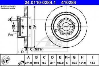 Купить 24.0110-0284.1 ATE Тормозные диски Avensis T22 (1.6, 1.8, 2.0)