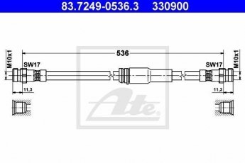 Купити 83.7249-0536.3 ATE Гальмівний шланг Audi A3