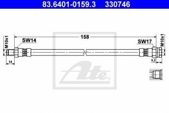 Купити 83.6401-0159.3 ATE Гальмівний шланг Jumper (1.9, 2.0, 2.2, 2.4, 2.8)