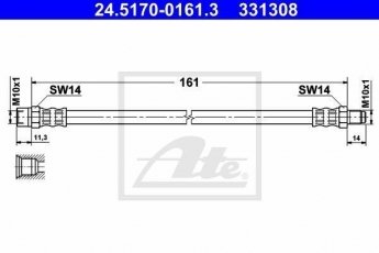 Купити 24.5170-0161.3 ATE Гальмівний шланг Audi 200 (2.1 5E, 2.1 5T)