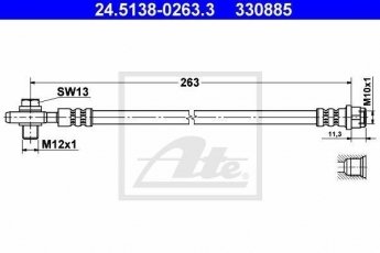 Купити 24.5138-0263.3 ATE Гальмівний шланг Audi A4 (B6, B7)