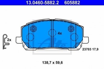Купить 13.0460-5882.2 ATE Тормозные колодки передние Lexus RX (300, 300 AWD) с звуковым предупреждением износа