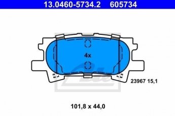 Купить 13.0460-5734.2 ATE Тормозные колодки задние Lexus RX (3.0, 3.3, 3.5) 