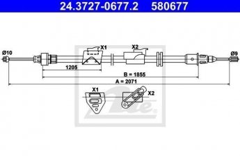 Купить 24.3727-0677.2 ATE Трос ручника Galaxy (1.6, 1.8, 2.0, 2.2, 2.3)