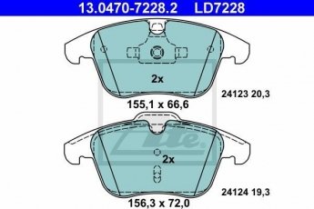 Купить 13.0470-7228.2 ATE Тормозные колодки передние XC70 (2.0, 2.4, 2.5, 3.0, 3.2) без датчика износа, не подготовленно для датчика износа