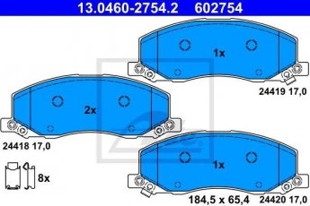 Купить 13.0460-2754.2 ATE Тормозные колодки передние Insignia (1.4, 1.6, 1.8, 2.0, 2.8) с звуковым предупреждением износа