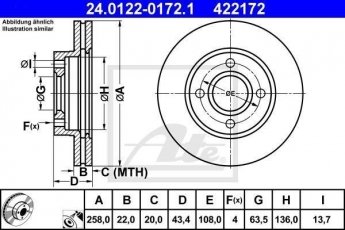 Купити 24.0122-0172.1 ATE Гальмівні диски Mazda 2 (1.2, 1.3, 1.4, 1.5, 1.6)