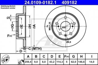 Купити 24.0109-0182.1 ATE Гальмівні диски Suzuki SX4 (1.0, 1.4, 1.6)
