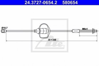 Купить 24.3727-0654.2 ATE Трос ручника Focus 1 (1.4, 1.6, 1.8, 2.0)