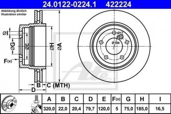 Купити 24.0122-0224.1 ATE Гальмівні диски БМВ Х3 Е83 (2.0, 2.5, 3.0)