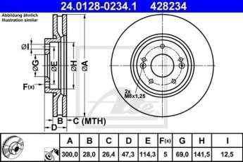 Купить 24.0128-0234.1 ATE Тормозные диски Veloster 1.6 T-GDI
