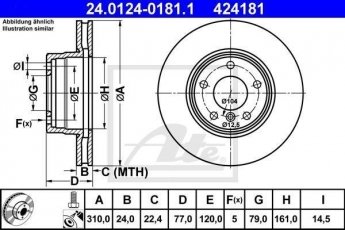 Купити 24.0124-0181.1 ATE Гальмівні диски БМВ Е60 (Е60, Е61) (2.0, 2.2, 2.5, 3.0)