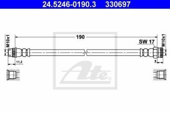 Купити 24.5246-0190.3 ATE Гальмівний шланг Citroen C3 (1.1, 1.4, 1.6)