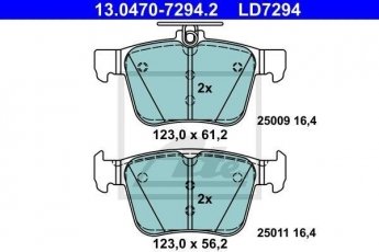 Купити 13.0470-7294.2 ATE Гальмівні колодки задні Audi A3 без датчика износа, не подготовленно для датчика износа