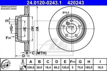 Купити 24.0120-0243.1 ATE Гальмівні диски 4-series (F32, F33, F36) 3.0