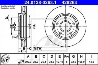 Купить 24.0128-0263.1 ATE Тормозные диски Voyager Grand (2.8 CRD, 3.3, 3.8)