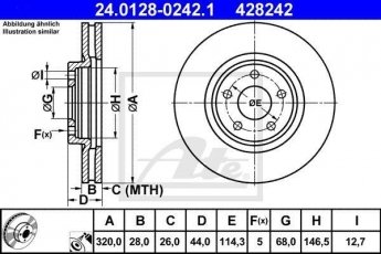 Купити 24.0128-0242.1 ATE Гальмівні диски Колеос (2.0 dCi, 2.5)
