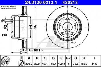 Купити 24.0120-0213.1 ATE Гальмівні диски БМВ Е60 (Е60, Е61) (2.5, 3.0)