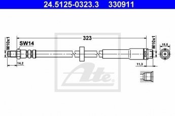 Купити 24.5125-0323.3 ATE Гальмівний шланг Audi A6 (Allroad, C6)