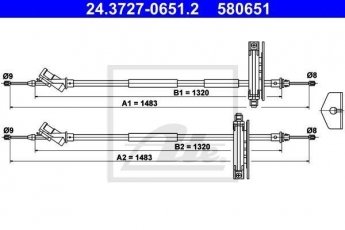 Купить 24.3727-0651.2 ATE Трос ручника Focus 1 (1.4, 1.6, 1.8, 2.0)