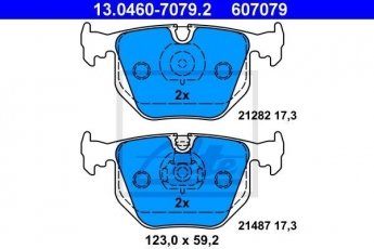 Купить 13.0460-7079.2 ATE Тормозные колодки задние BMW E46 (2.5, 2.9, 3.0, 3.2) без датчика износа, подготовлено для датчика износа колодок