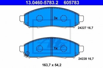 Купить 13.0460-5783.2 ATE Тормозные колодки передние Navara (2.5 dCi, 2.5 dCi 4WD) с звуковым предупреждением износа
