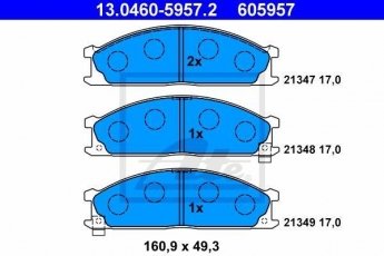 Купить 13.0460-5957.2 ATE Тормозные колодки передние Навара (2.4, 2.5 D, 3.2 D) с звуковым предупреждением износа