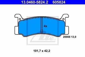 Купить 13.0460-5824.2 ATE Тормозные колодки задние Mazda 323 BF 1.6 без датчика износа, не подготовленно для датчика износа