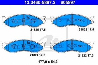 Купити 13.0460-5897.2 ATE Гальмівні колодки передні Carnival (2.5 V6, 2.5 i, 2.9 TD) с звуковым предупреждением износа