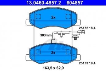 Купити 13.0460-4857.2 ATE Гальмівні колодки задні Movano (2.3 CDTI, 2.3 CDTI FWD) з датчиком зносу