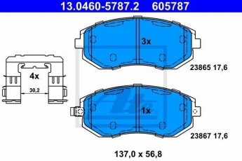 Купить 13.0460-5787.2 ATE Тормозные колодки  Subaru с звуковым предупреждением износа