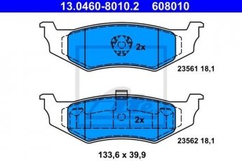 Купити 13.0460-8010.2 ATE Гальмівні колодки задні PT Cruiser (1.6, 2.0, 2.1, 2.4) без датчика износа, не подготовленно для датчика износа