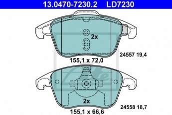 Купити 13.0470-7230.2 ATE Гальмівні колодки передні Citroen C4 Picasso (1.6, 2.0) без датчика износа, не подготовленно для датчика износа