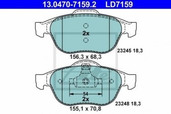 Купить 13.0470-7159.2 ATE Тормозные колодки передние Лагуну 2 (2.0, 2.2, 2.9) без датчика износа, не подготовленно для датчика износа