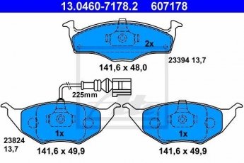 Купить 13.0460-7178.2 ATE Тормозные колодки передние Audi A2 1.2 TDI с датчиком износа