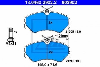 Купити 13.0460-2902.2 ATE Гальмівні колодки передні Дукато (280, 290) (2.5 D, 2.5 TD) з датчиком зносу