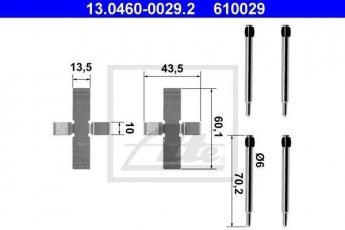 Купить 13.0460-0029.2 ATE Ремкомплект тормозных колодок Giulietta (1.4, 1.6, 1.8, 2.0)