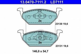 Купить 13.0470-7111.2 ATE Тормозные колодки передние Ибица без датчика износа, не подготовленно для датчика износа