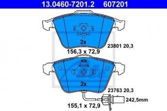 Купить 13.0460-7201.2 ATE Тормозные колодки передние Audi A4 (B6, B7) с датчиком износа