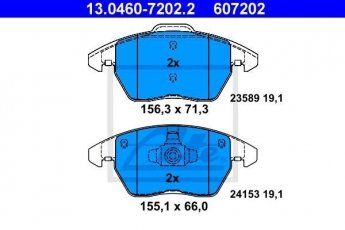 Купить 13.0460-7202.2 ATE Тормозные колодки передние Citroen C4 (2.0 16V, 2.0 HDi) без датчика износа, не подготовленно для датчика износа
