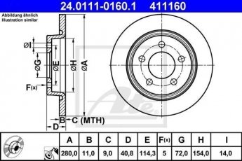 Купить 24.0111-0160.1 ATE Тормозные диски Mazda 3 (BK, BL) (2.0, 2.2, 2.3)