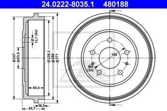 Купить 24.0222-8035.1 ATE Тормозной барабан Focus 2 1.4