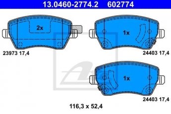 Купить 13.0460-2774.2 ATE Тормозные колодки передние Micra (1.2, 1.2 DIG) с звуковым предупреждением износа