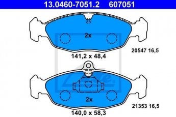 Купить 13.0460-7051.2 ATE Тормозные колодки передние Corsa (A, B) без датчика износа, подготовлено для датчика износа колодок
