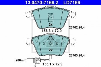 Купить 13.0470-7166.2 ATE Тормозные колодки передние Audi A6 C5 (1.8, 2.4, 2.5, 2.7, 3.0) с датчиком износа